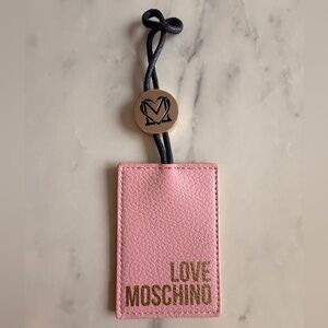 Love Moschino Pink Luggage Tag with Gold Detail